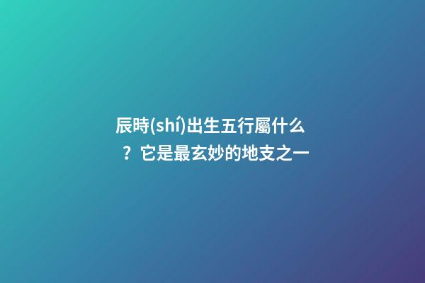 辰時(shí)出生五行屬什么？它是最玄妙的地支之一